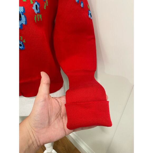 Molly Goddard Sonia Jacquard-Knit Cotton Cardigan in Red - Picture 9 of 15